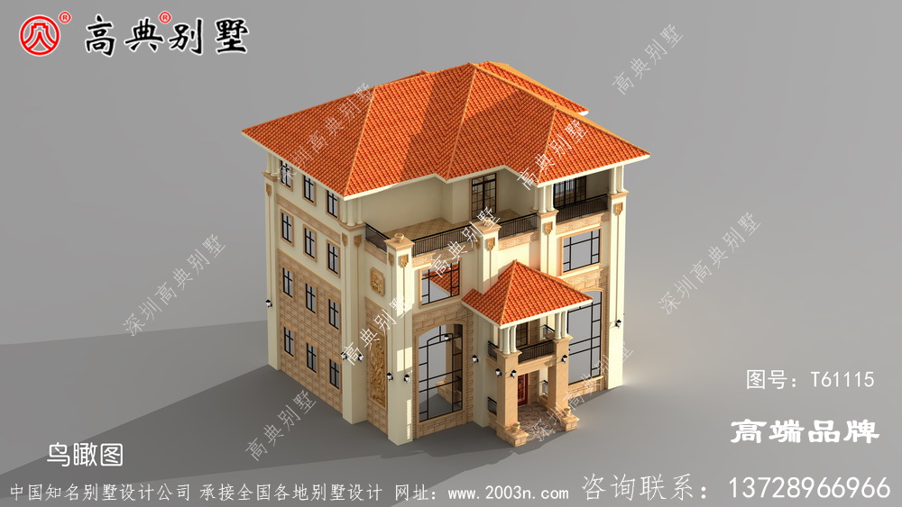 农村三层房子设计别致大方，又富有变化