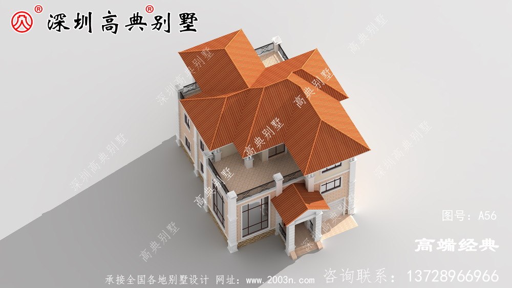乡下三层带阳台的外观图,时尚大气,想要建造。